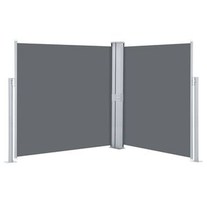 vidaXL Toldo lateral doble y retr&aacute;ctil de jard&iacute;n gris 170x600 cm