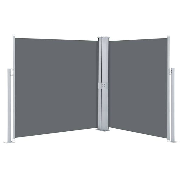 vidaXL Toldo lateral doble y retr&aacute;ctil de jard&iacute;n gris 170x600 cm
