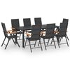 vidaXL Juego de comedor para jard&iacute;n 9 piezas negro y marr&oacute;n