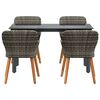 vidaXL Conjunto de Comedor de Jard&iacute;n 5 pcs Gris rat&aacute;n sint&eacute;tico