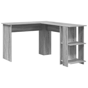 vidaXL Escritorio de Esquina Gris Sonoma Madera de ingenier&iacute;a