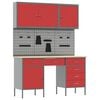 vidaXL Armario de trabajo 8 uds. Rojo Madera Ingenierizada y Acero