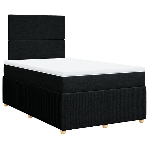 vidaXL Cama box spring con colch&oacute;n tela negro 120x200 cm