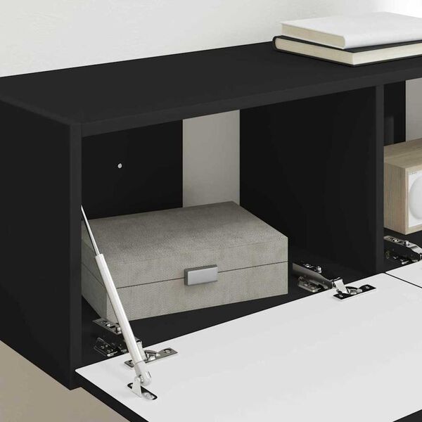 vidaXL Mueble de TV Montado en la Pared 2 pcs Negro 98 x 31 x 29,5 cm