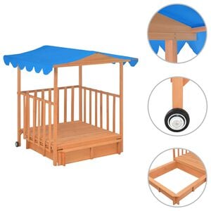 vidaXL Casa de juegos para ni&ntilde;os con arenero madera abeto azul UV50