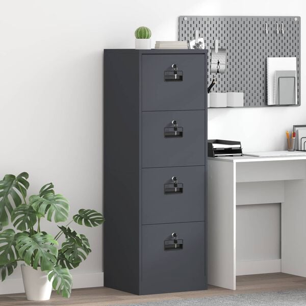 vidaXL Mueble archivador con caj&oacute;n Antracita 45,5 x 42 x 139 cm