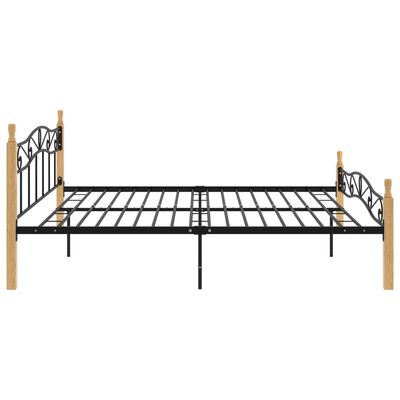 vidaXL Estructura de cama madera maciza roble metal negro 180x200 cm