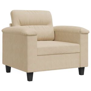 vidaXL Sill&oacute;n de tela de microfibra color crema 60 cm