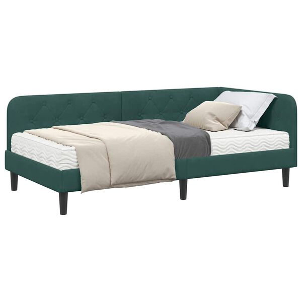 vidaXL Estructura de cama en esquina Verde oscuro 90 x 190 cm