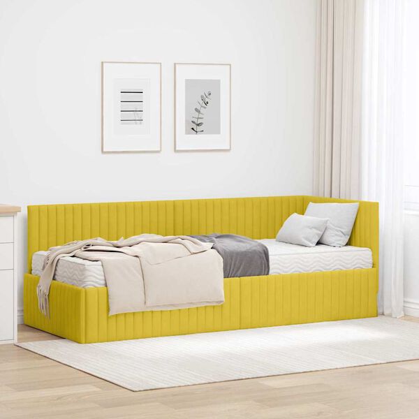 vidaXL Estructura de Cama Esquina con Colch&oacute;n 2 pcs Amarillo