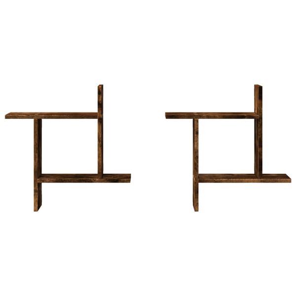 vidaXL Estantes pared 2 uds madera ingenier&iacute;a roble ahumado 50x12x50cm