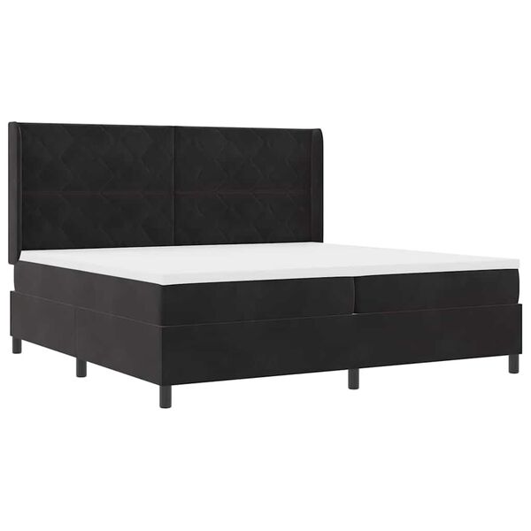 vidaXL Cama tipo Box Spring con colch&oacute;n Negro 200 x 200 cm Terciopelo