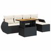 vidaXL Set de sof&aacute;s de jard&iacute;n 6 piezas y cojines rat&aacute;n sint&eacute;tico negro