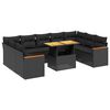 vidaXL Set de sof&aacute;s de jard&iacute;n 10 pzas cojines rat&aacute;n sint&eacute;tico negro