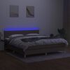 vidaXL Cama box spring con colch&oacute;n LED tela gris taupe 180x200 cm