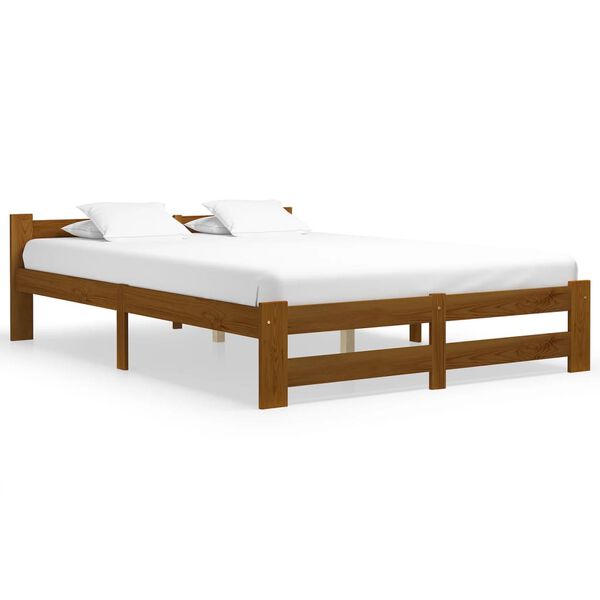 vidaXL Estructura cama sin colch&oacute;n madera pino marr&oacute;n miel 120x200 cm