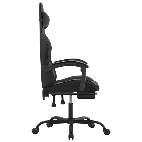 vidaXL Silla gaming con reposapi&eacute;s cuero sint&eacute;tico negro