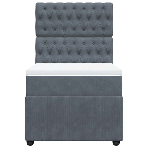 vidaXL Cama box spring con colch&oacute;n terciopelo gris oscuro 100x200 cm