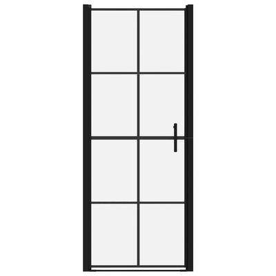 vidaXL Puerta de ducha de vidrio templado negro 91x195 cm