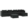 vidaXL Set de muebles de jard&iacute;n 6 pzas y cojines rat&aacute;n sint&eacute;tico negro