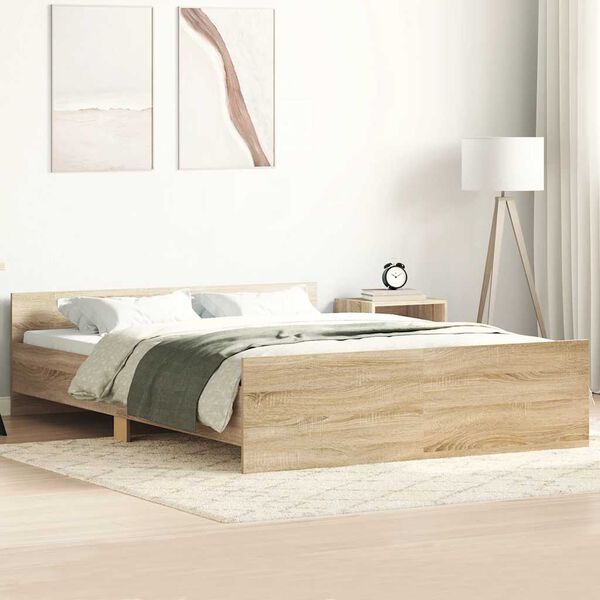 vidaXL Estructura de cama con cabecero piecero roble Sonoma 120x190 cm