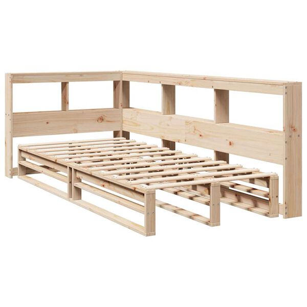 vidaXL Cama con estanter&iacute;a sin colch&oacute;n madera maciza de pino 100x200cm