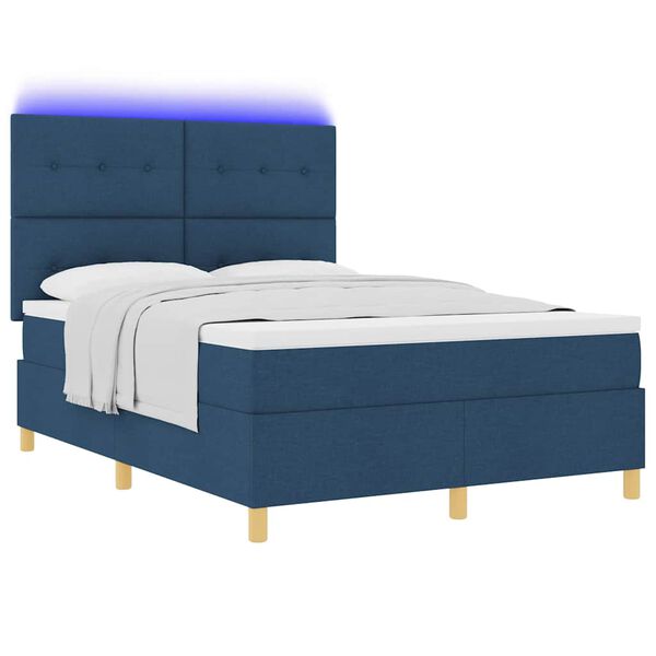 vidaXL Cama tipo Box Spring con colchón Azul 140 x 190 cm tela