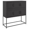 vidaXL Aparador de acero laminado en fr&iacute;o negro 100,5x39x107 cm