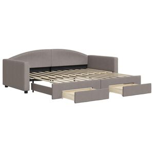 vidaXL Sof&aacute; cama nido con cajones tela gris taupe 90x200 cm
