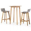 vidaXL Set mesa y sillas de bar 3 pzas madera maciza acacia