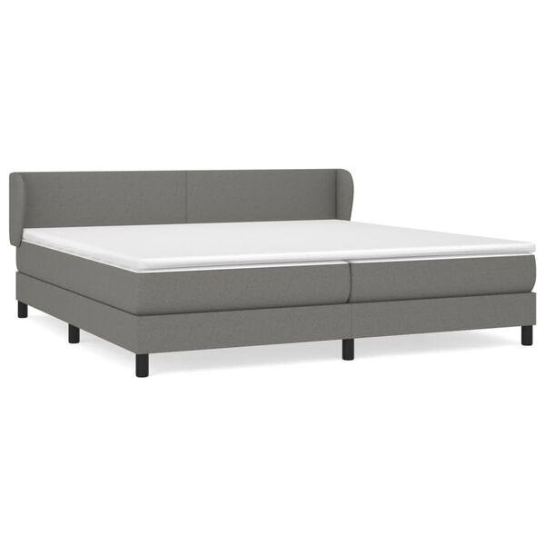 vidaXL Cama box spring con colch&oacute;n tela gris oscuro 200x200 cm
