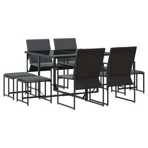 vidaXL Conjunto de Comedor de Jardín 9 pcs Negro Acero