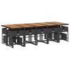 vidaXL Set comedor de jard&iacute;n con cojines 15 pzas rat&aacute;n sint&eacute;tico negro