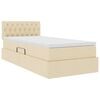 vidaXL Cama con almacenamiento y LED con LED Crema 90 x 190 cm tela