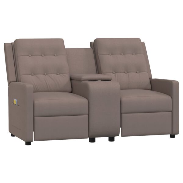 vidaXL Sillón de masaje reclinable 2 plazas con portavasos gris taupe