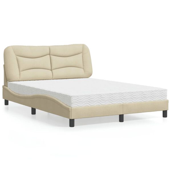 vidaXL Cama con colch&oacute;n Hvar tela color crema 120x200 cm