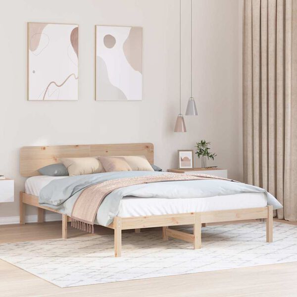 vidaXL Estructura de cama Natural 160 x 200 cm Madera de pino macizo