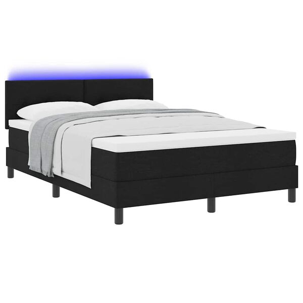 vidaXL Cama tipo Box Spring con colch&oacute;n Negro 160 x 200 cm tela