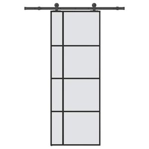 vidaXL Puerta corredera con set herrajes vidrio ESG aluminio 76x205 cm