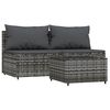 vidaXL Set de muebles de jard&iacute;n 3 pzas y cojines rat&aacute;n sint&eacute;tico gris