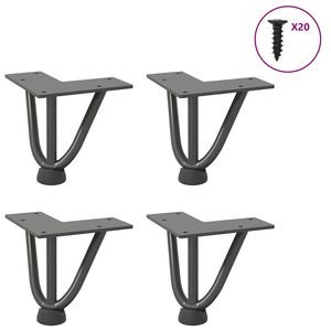 vidaXL Patas de horquilla para mesa de centro (4 unidades, antracita, 10 cm, acero macizo)