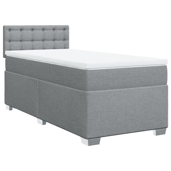 vidaXL Cama box spring con colch&oacute;n tela gris claro 100x200 cm