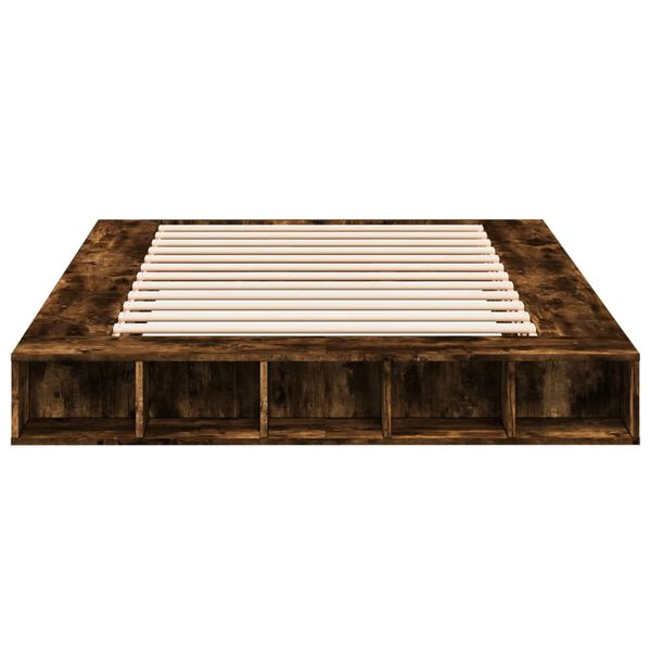 vidaXL Estructura de cama madera de ingeniería roble ahumado 150x200cm