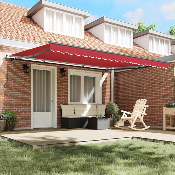 vidaXL Toldo Retr&aacute;ctil Manual Rojo 450 x 350 cm Poli&eacute;ster y Acero