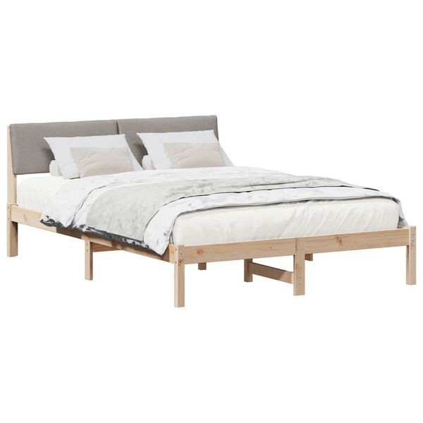 vidaXL Estructura de cama con cabecera Marrón y taupe 140 x 190 cm