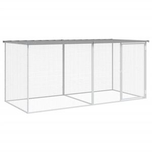 vidaXL Jaula para gallinas con techo de acero galvanizado, gris claro, 203 x 98 x 90 cm