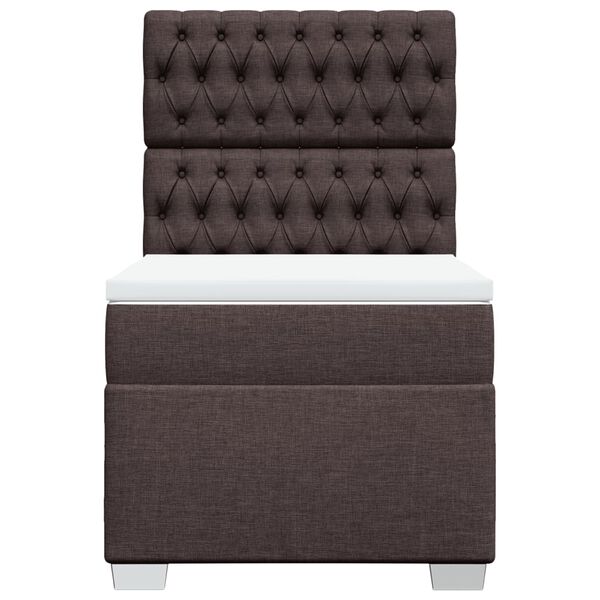 vidaXL Cama box spring con colch&oacute;n tela marr&oacute;n oscuro 100x200 cm