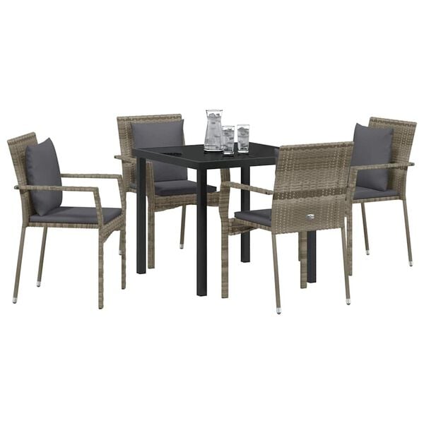 vidaXL Conjunto de Comedor de Jardín 5 pcs Gris ratán sintético
