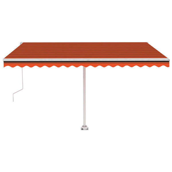 vidaXL Toldo autom&aacute;tico LED sensor de viento naranja marr&oacute;n 450x350 cm