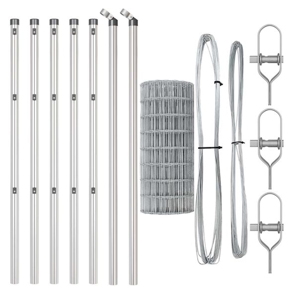 vidaXL Valla con Poste Plateado 0,4 x 25 m Acero y PVC